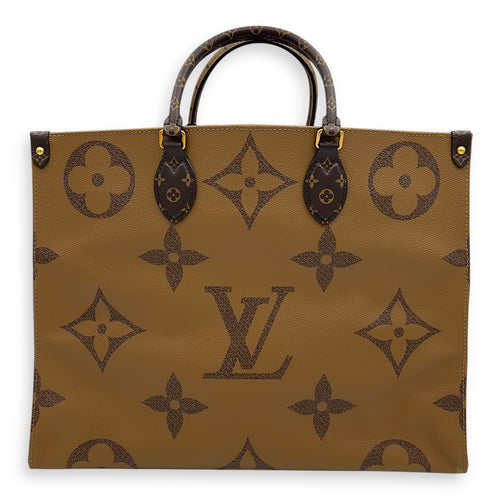 Louis Vuitton OnTheGo GM Brown Top Handle Bag in Coated Canvas, Gold hardware_2