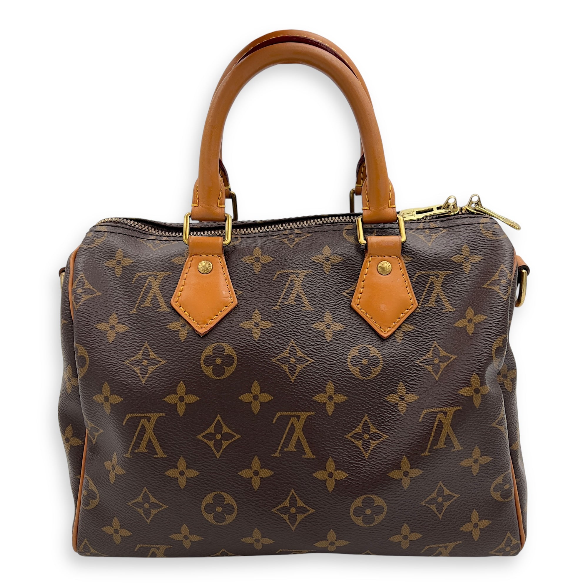 Louis Vuitton Speedy Bandouliere Top Handle Bag 25 Brown in Monogram Coated Canvas, Gold hardware_1
