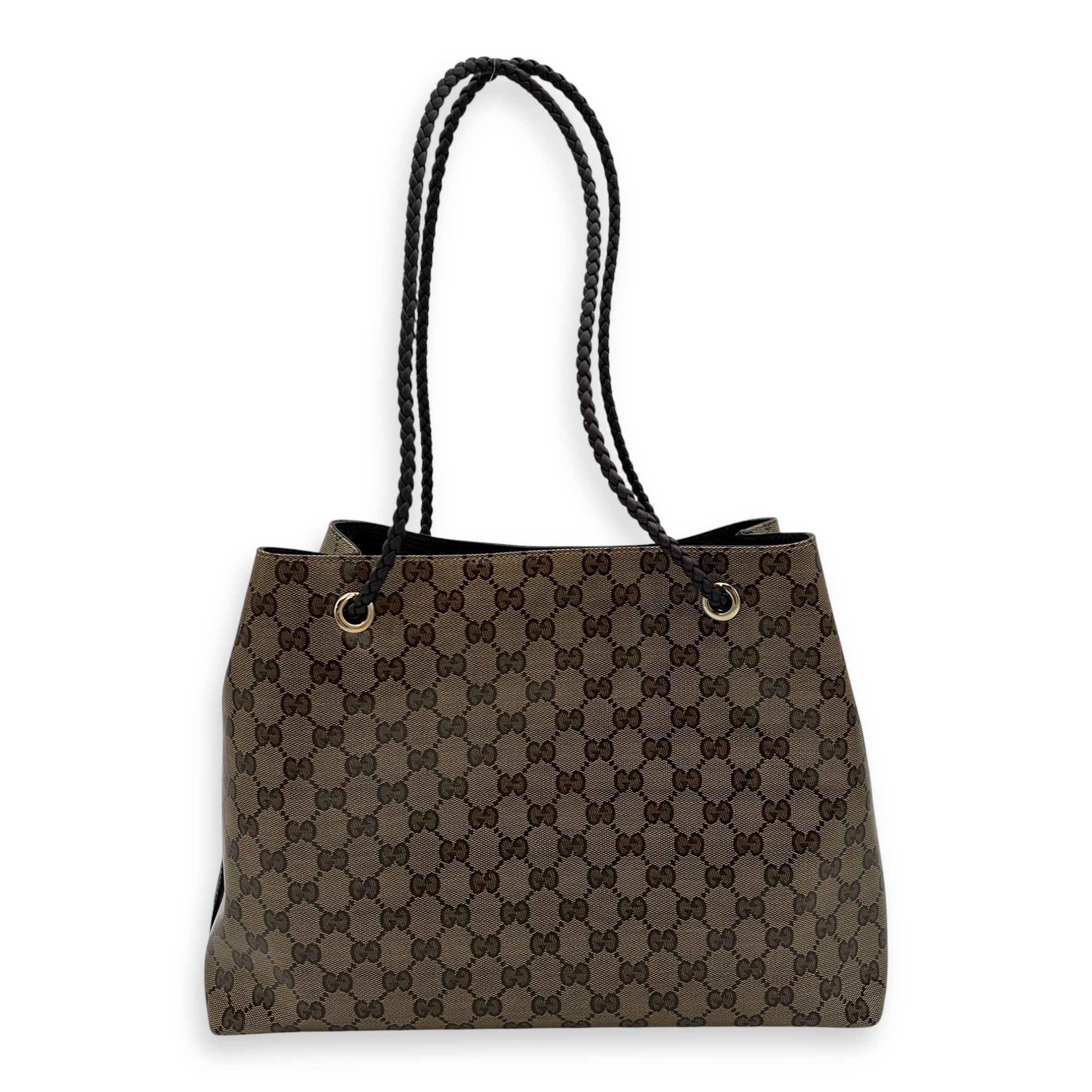 Gucci GG Tote Bag Brown in Coated Canvas, Gold hardware_1
