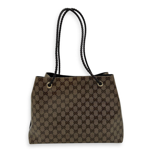 Gucci GG Tote Bag Brown in Coated Canvas, Gold hardware_1