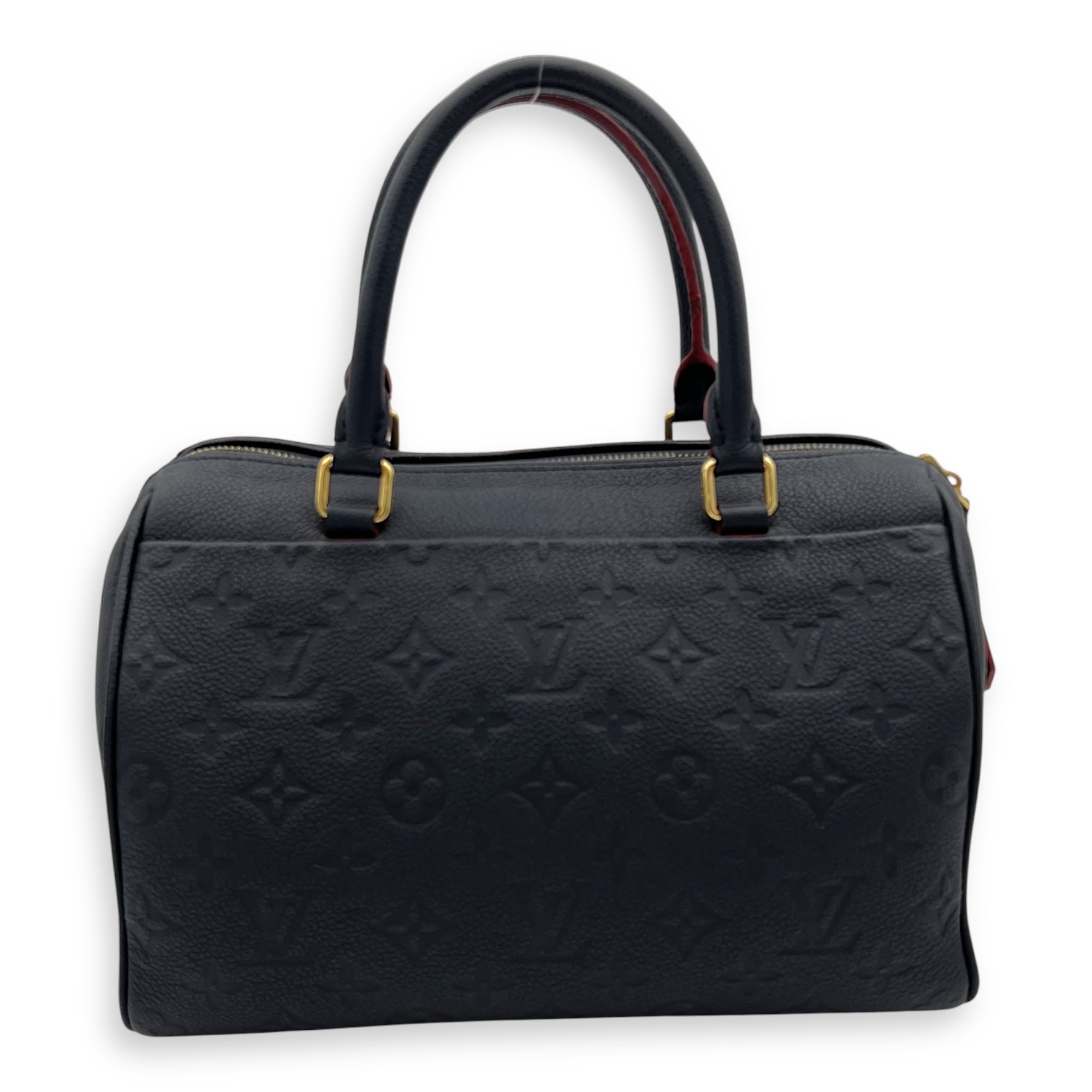Louis Vuitton Speedy Bandouliere Top Handle Bag 25 Blue in Empreinte Leather, Gold hardware_15