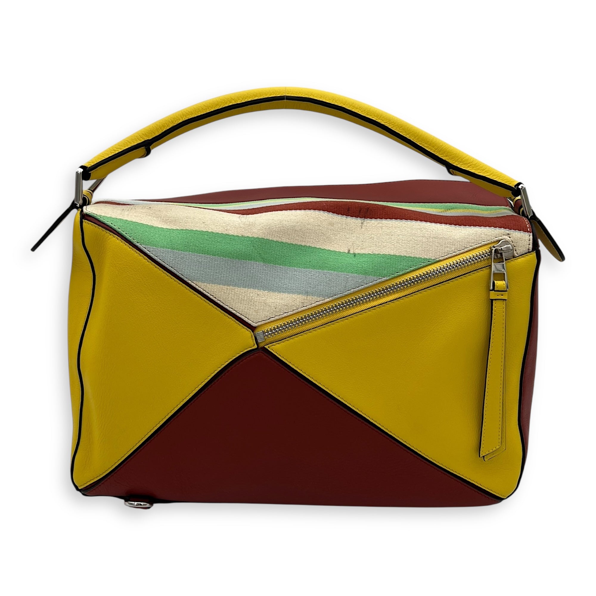 Loewe Puzzle Crossbody Bag LG Multi-colour in Leather and canvas, Silver hardware_6