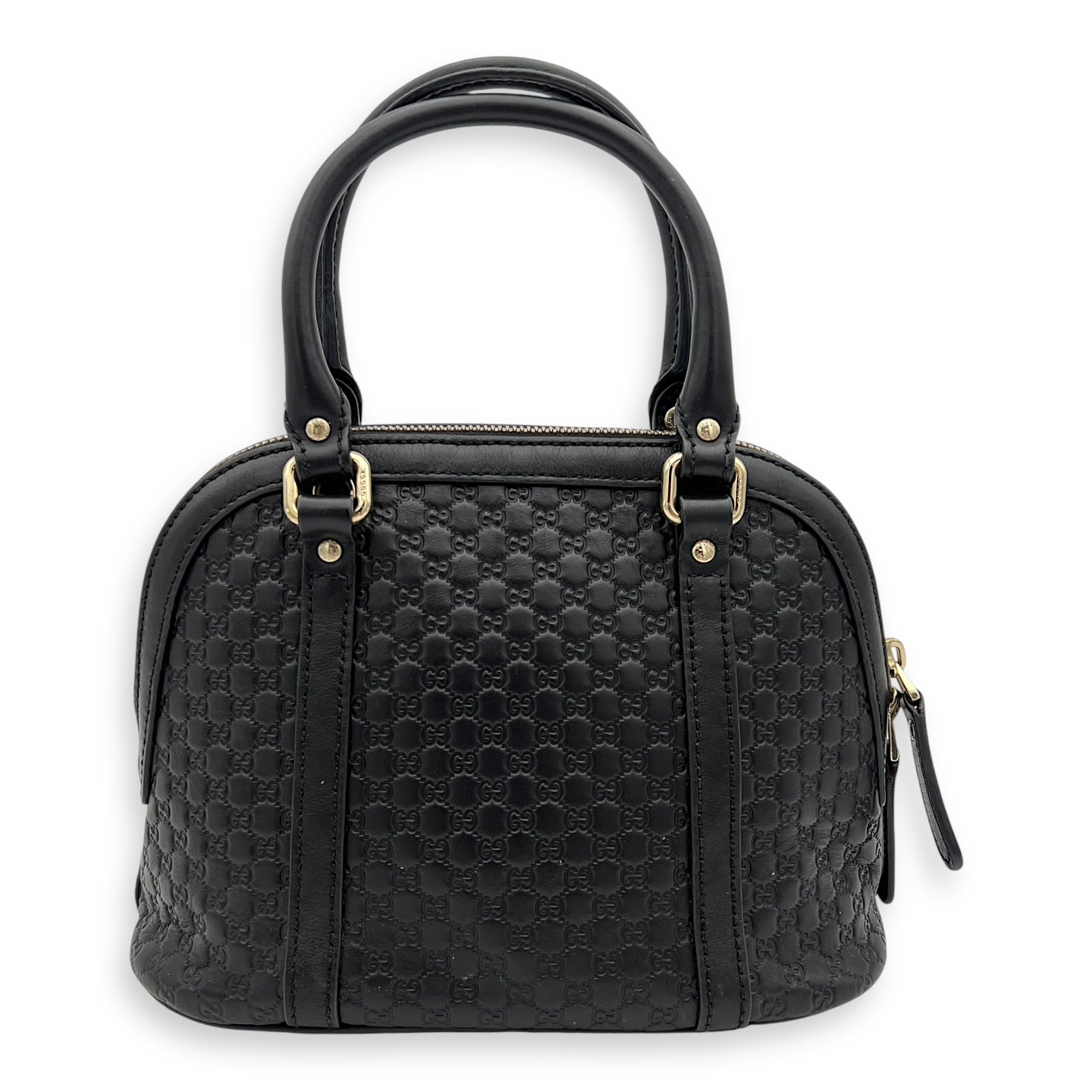 Gucci Micro gg Top Handle Bag Small Black in Calfskin, Gold hardware_10