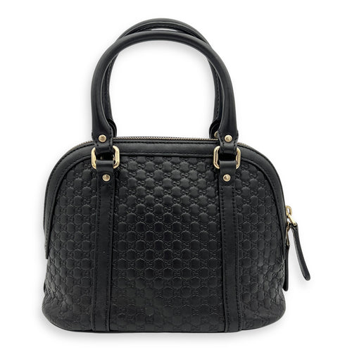 Gucci Micro gg Top Handle Bag Small Black in Calfskin, Gold hardware_10