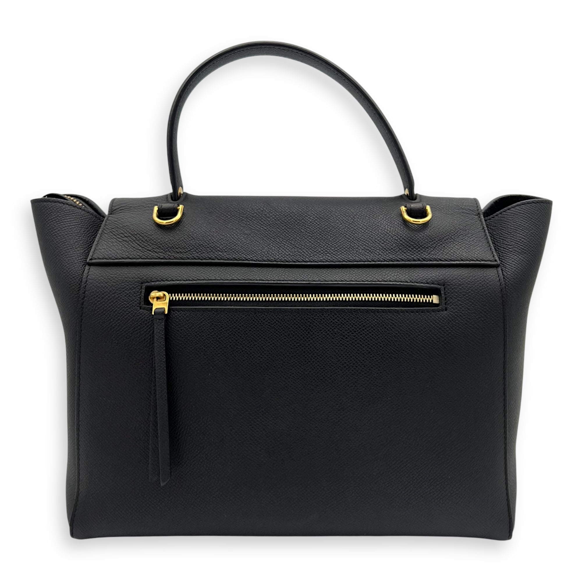 Celine Belt bag Top Handle Bag Mini Black in Calfskin, Gold hardware_9