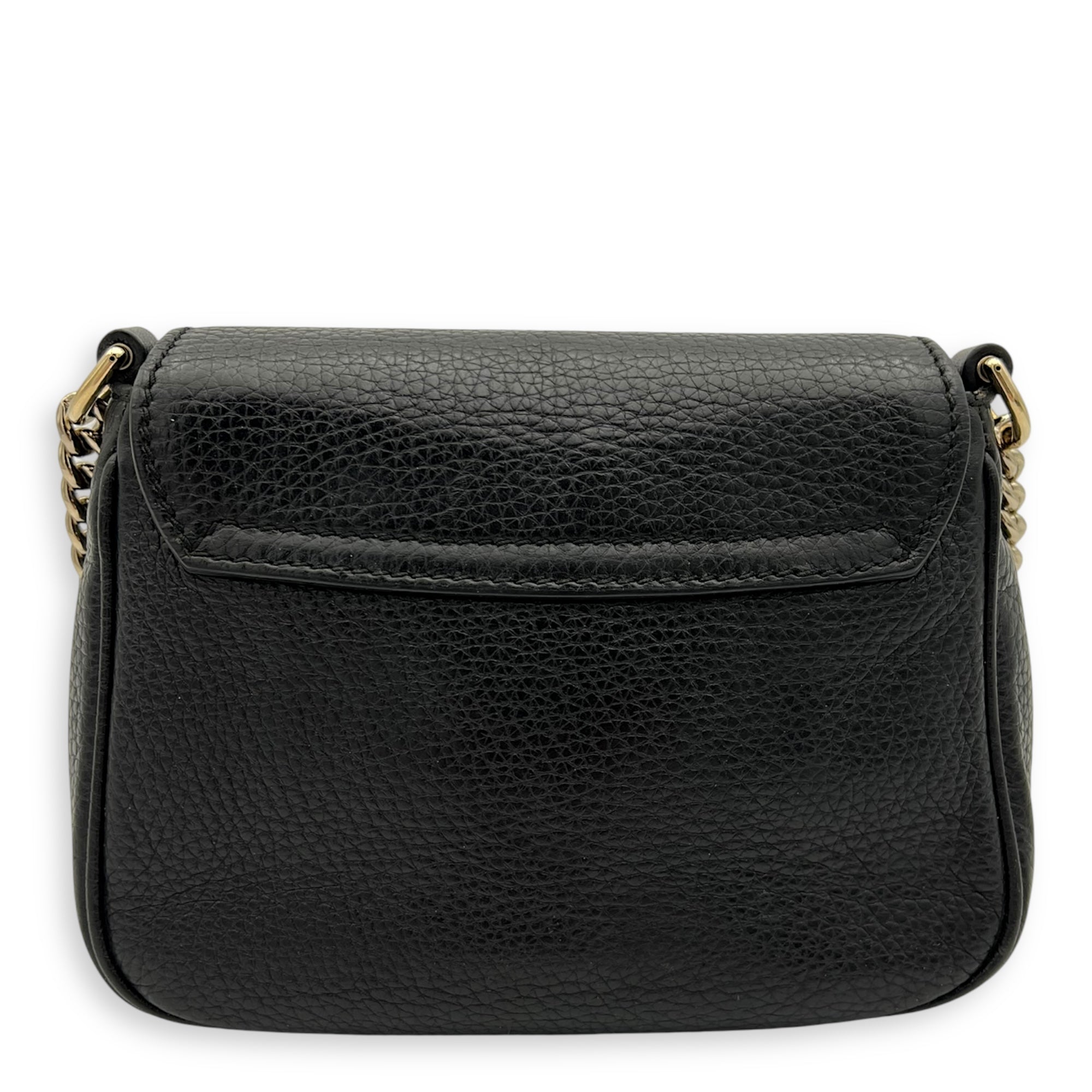 Gucci Soho Crossbody Bag Black in Calfskin, Gold hardware_12