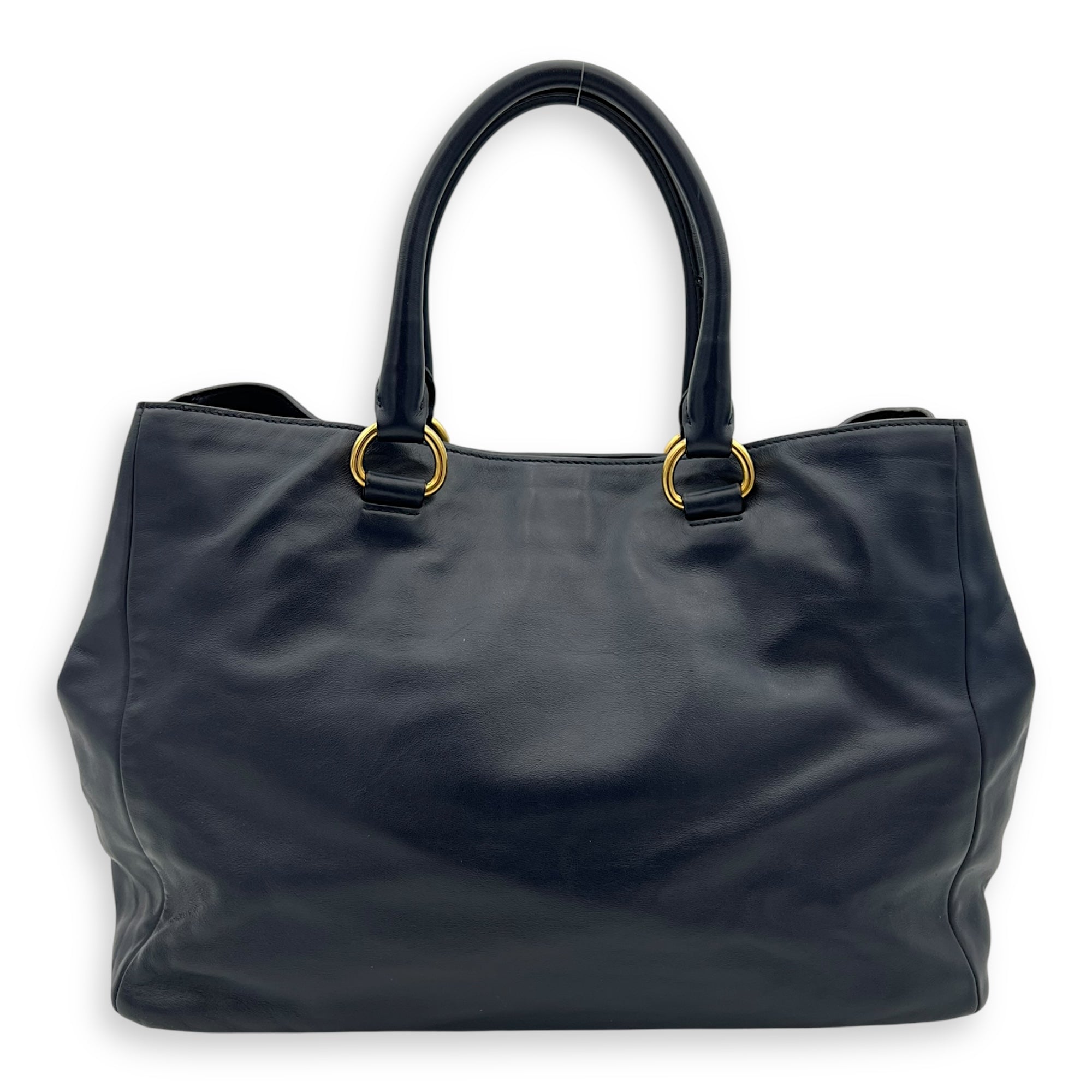 Prada 2 way bag Top Handle Bag Blue in Calfskin, Gold hardware_10