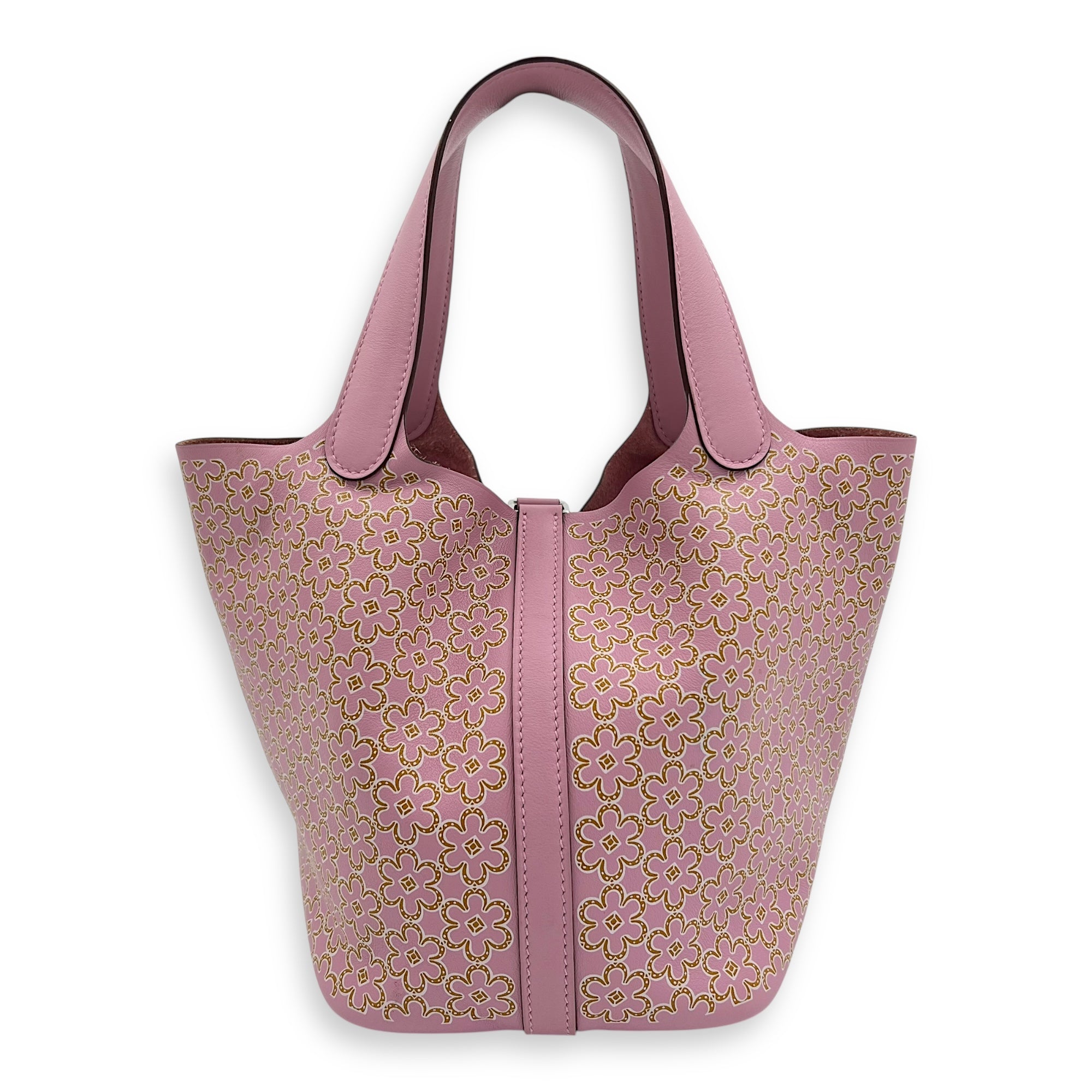Hermès Lucky Daisy Picotin 18 Mauve Sylvestre Top Handle Bag in Swift, Palladium hardware_2