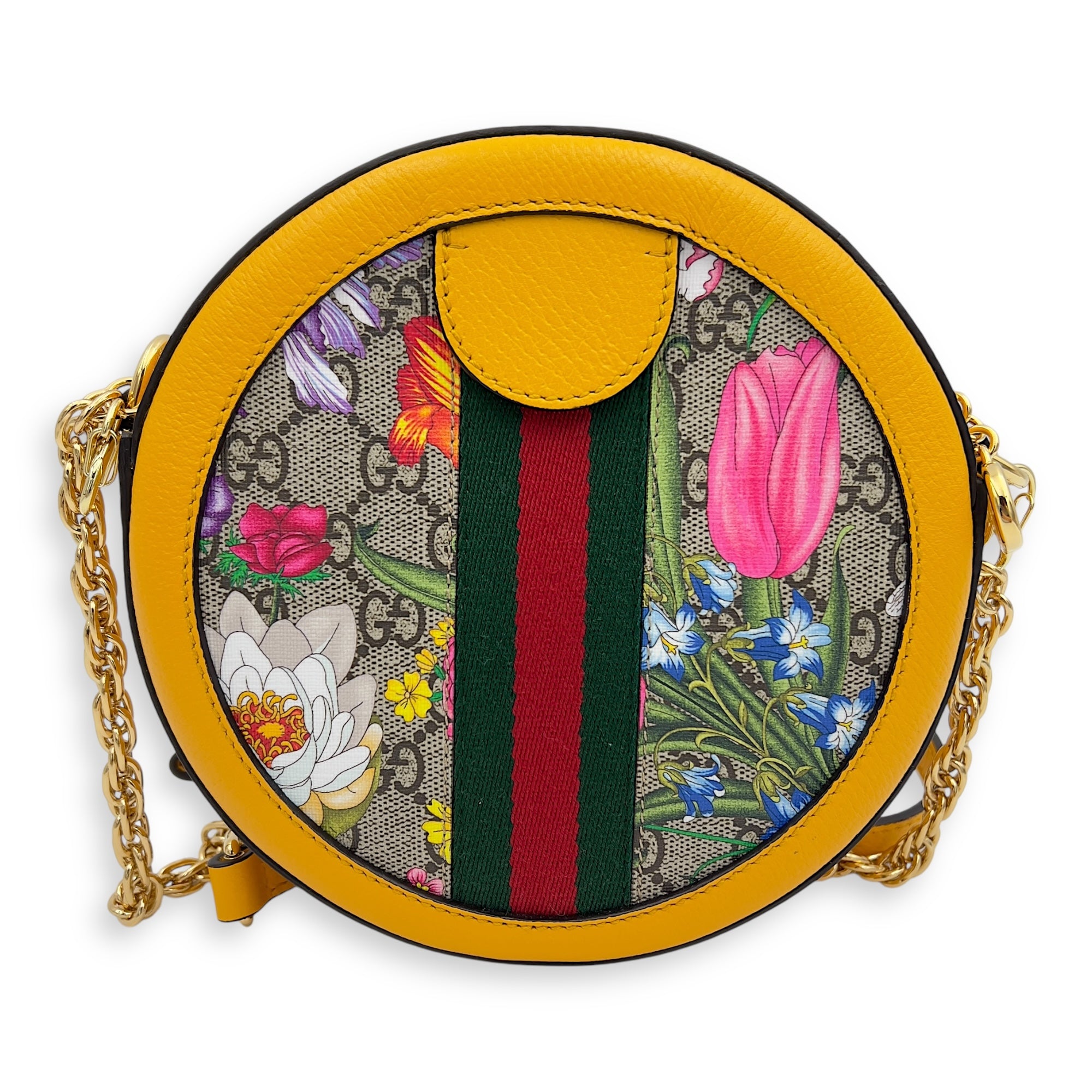 Gucci GG Shoulder Bag Yellow in Coated Canvas, Gold hardware_2