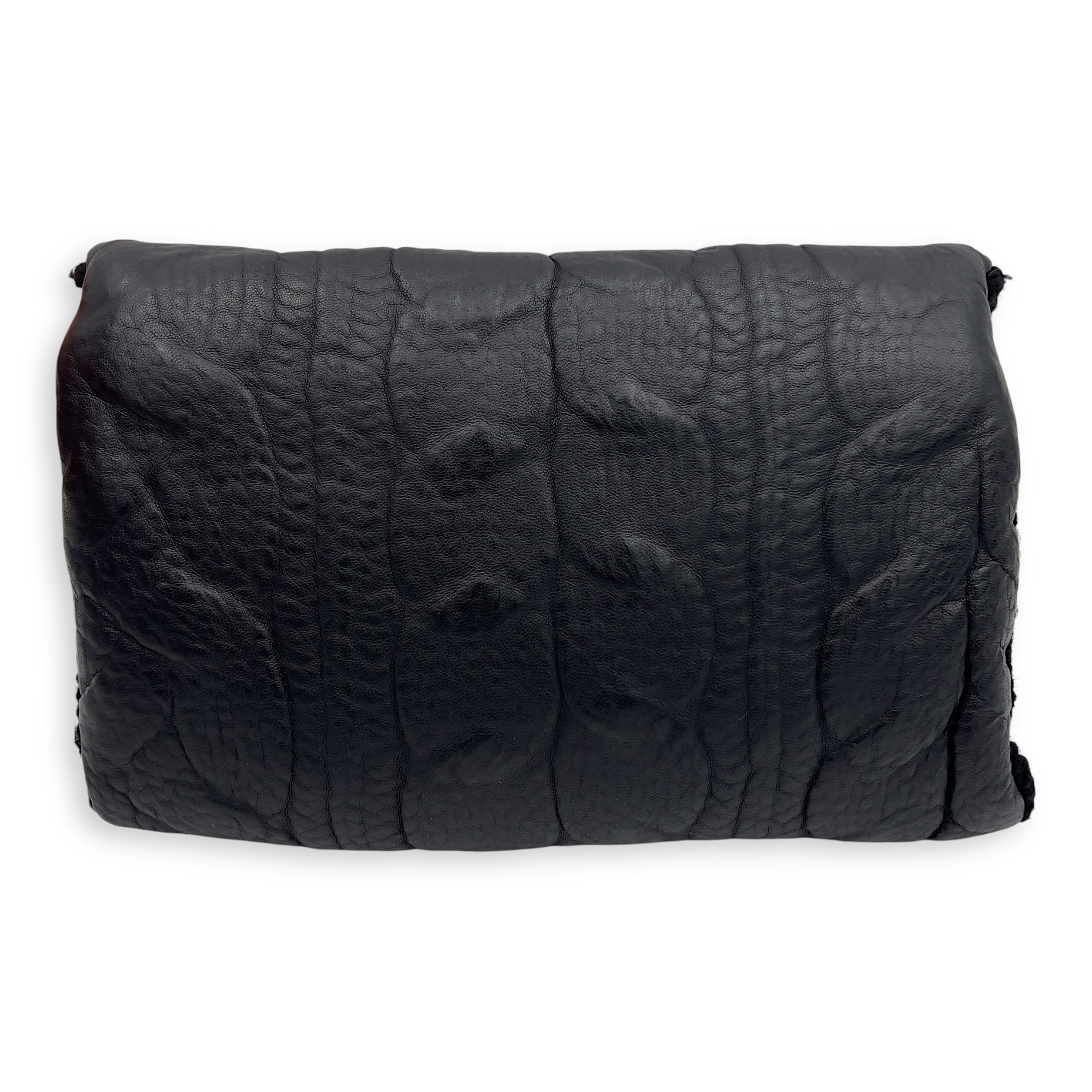 Chanel Paris Edinburgh Chic Knit Shoulder Bag Black in Calfskin, Silver hardware_2
