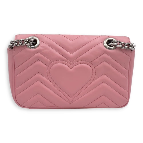 Gucci GG Marmont Shoulder Bag Mini Pink in Calfskin, Silver hardware_2