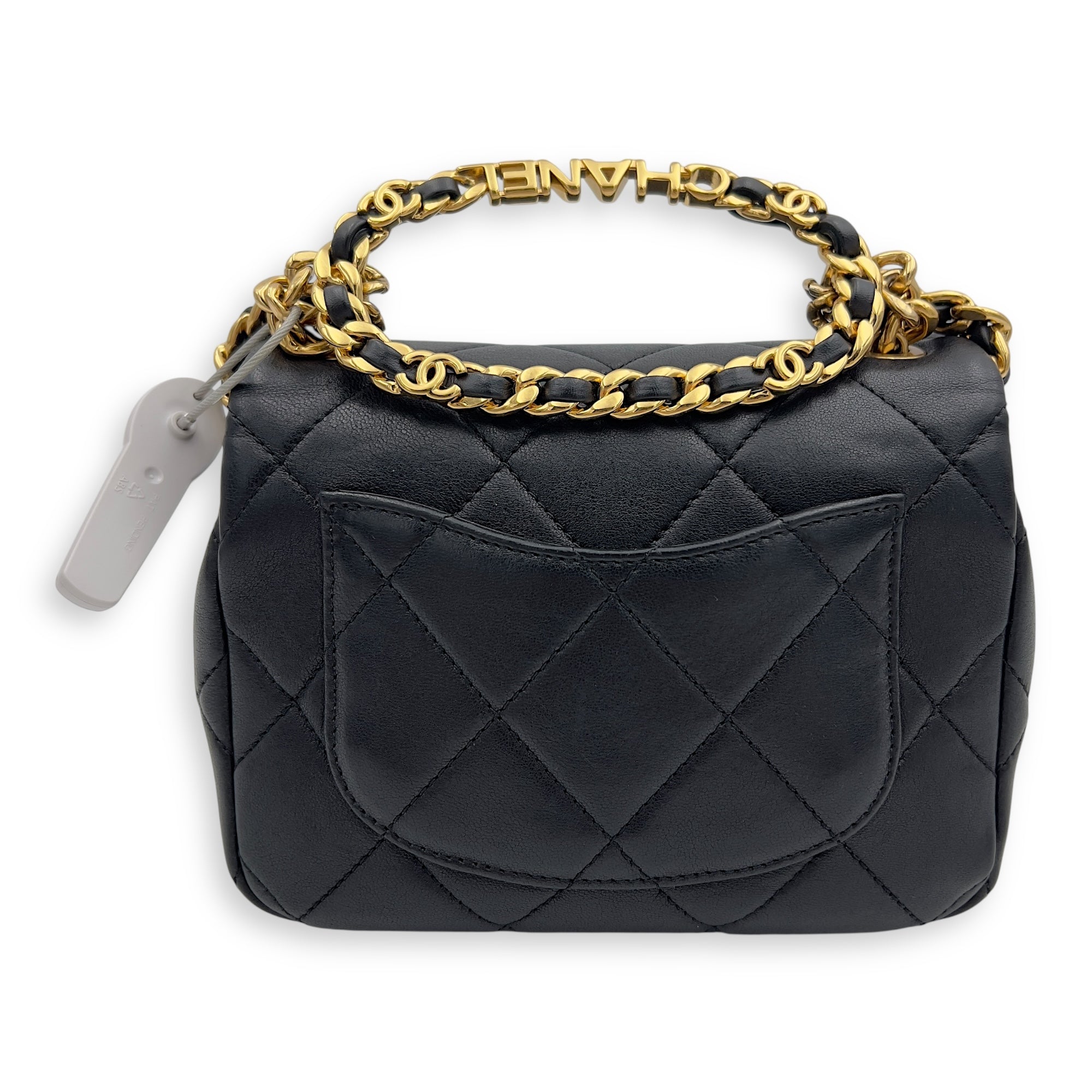 Chanel CC Flap  Top Handle Bag Black in Calfskin, Gold hardware_2
