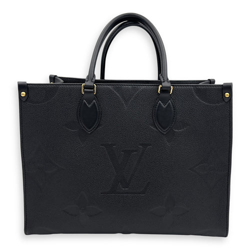 Louis Vuitton OnTheGo MM Black Top Handle Bag in Empreinte Leather, Gold hardware_2
