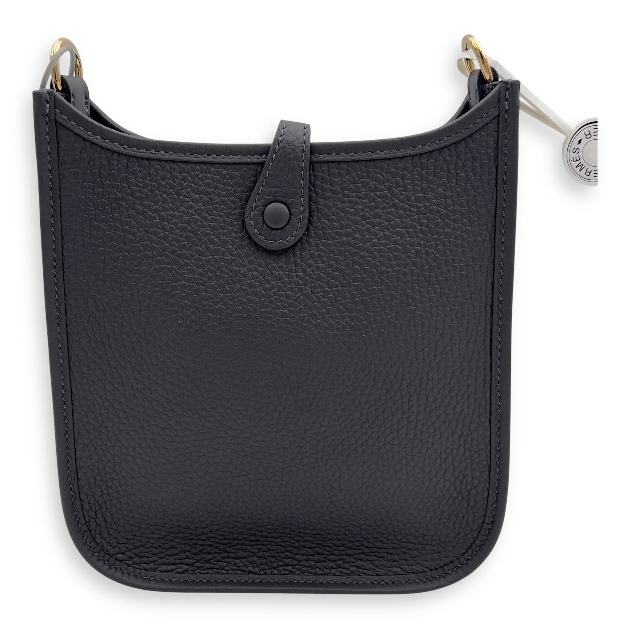 Hermès Evelyne TPM Ardoise Crossbody Bag in Clemence, Permabrass hardware_2