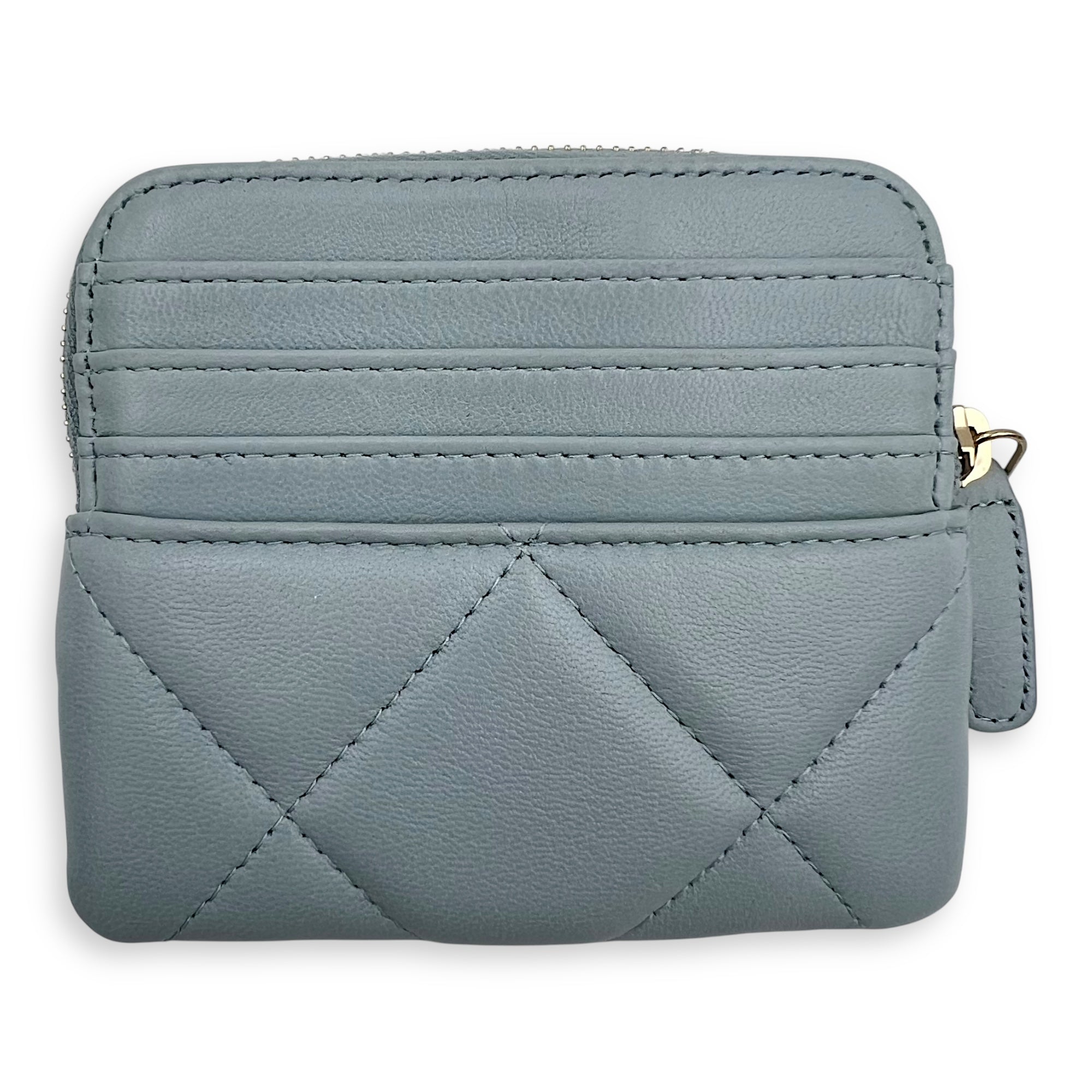 Chanel C19 Blue Card Holder in Lambskin, Gold hardware_2