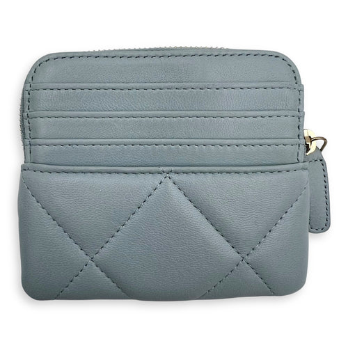 Chanel C19 Blue Card Holder in Lambskin, Gold hardware_2