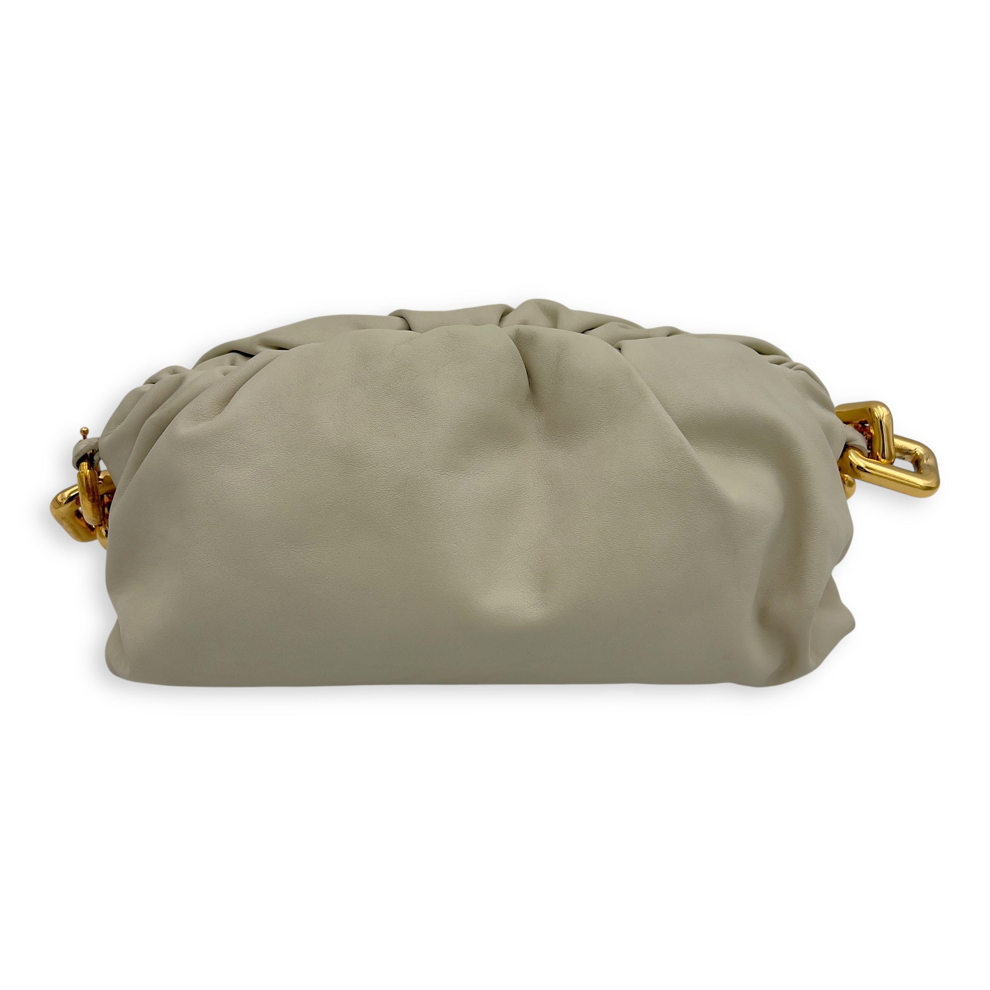 Bottega Veneta Chain Pouch Shoulder Bag Beige in Calfskin, Gold hardware_2