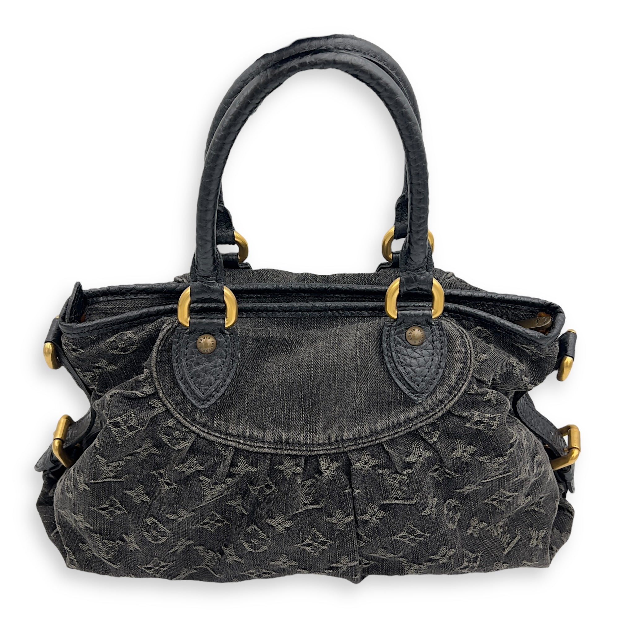 Louis Vuitton Neo Cabby Top Handle Bag MM Black in Denim, Gold hardware_2