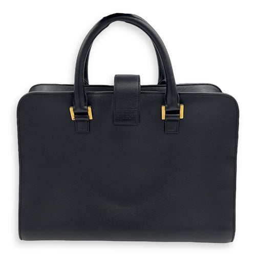Saint Laurent Cabas Top Handle Bag Black in Calfskin, Gold hardware_2