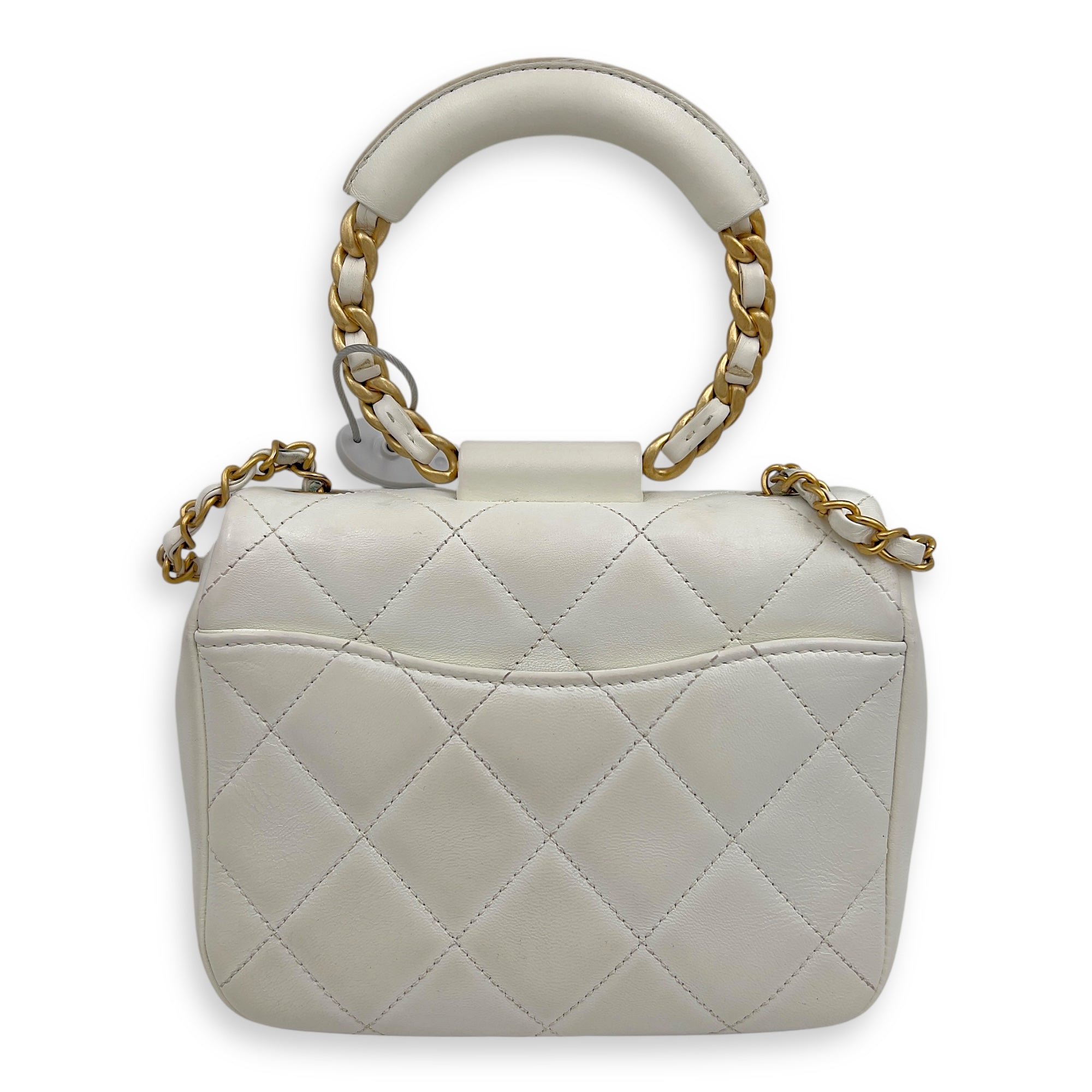 Chanel 20C In The Loop CC Flap White Top Handle Bag in Lambskin, Gold hardware_2