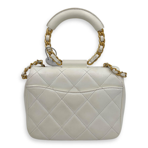 Chanel 20C In The Loop CC Flap White Top Handle Bag in Lambskin, Gold hardware_2