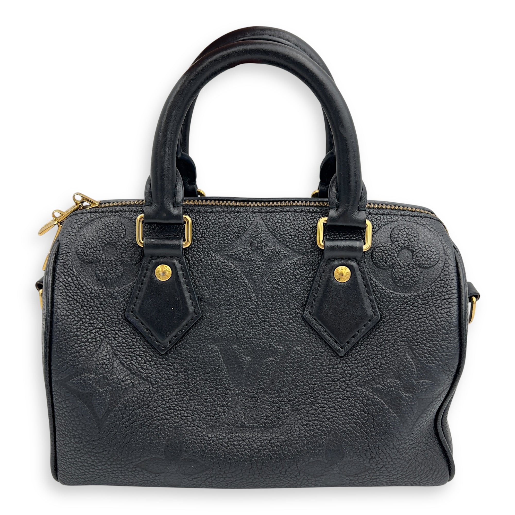 Louis Vuitton Speedy Bandouliere Top Handle Bag 20 Black in Empreinte Leather, Gold hardware_4
