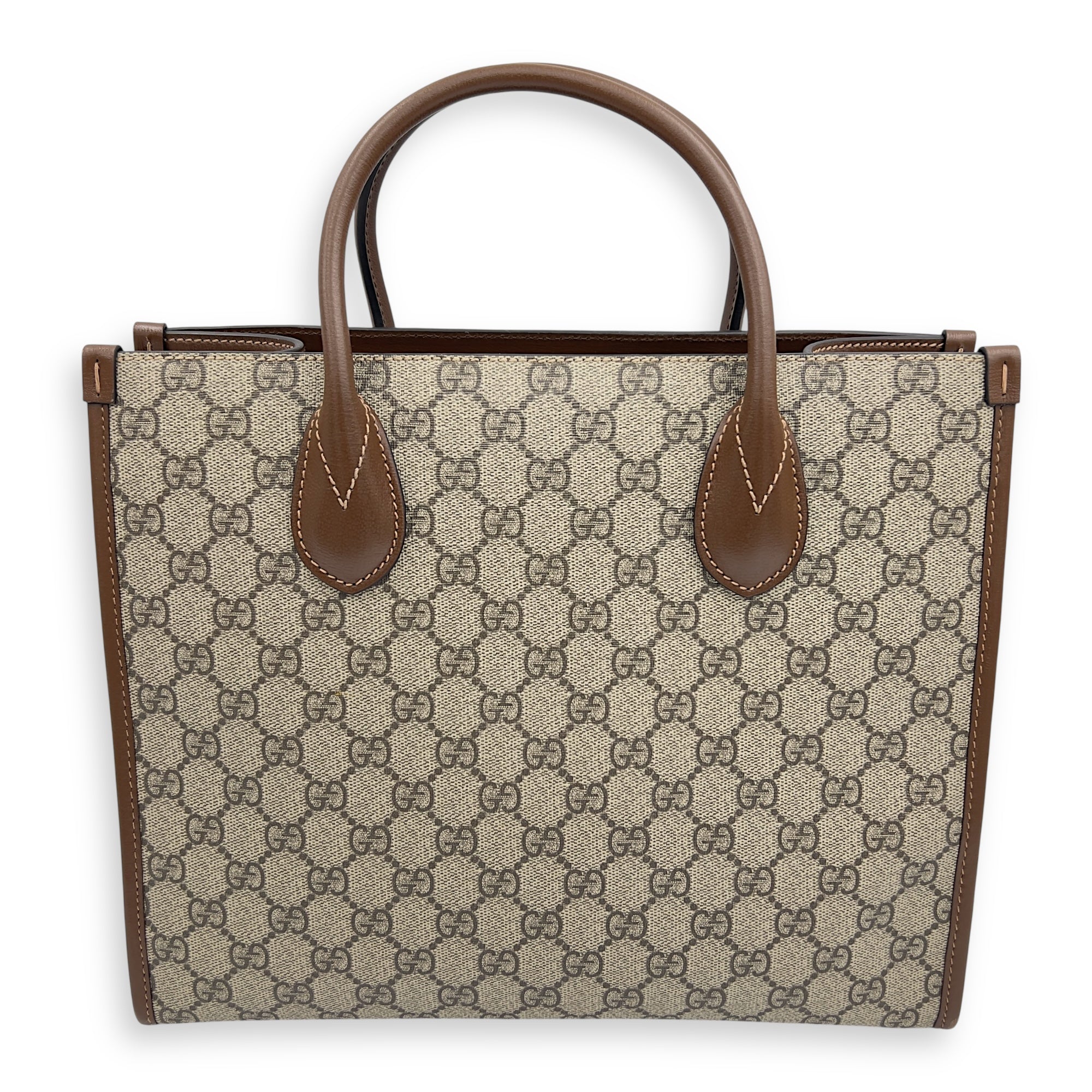 Gucci GG Top Handle Bag Brown in Coated Canvas, Gold hardware_2