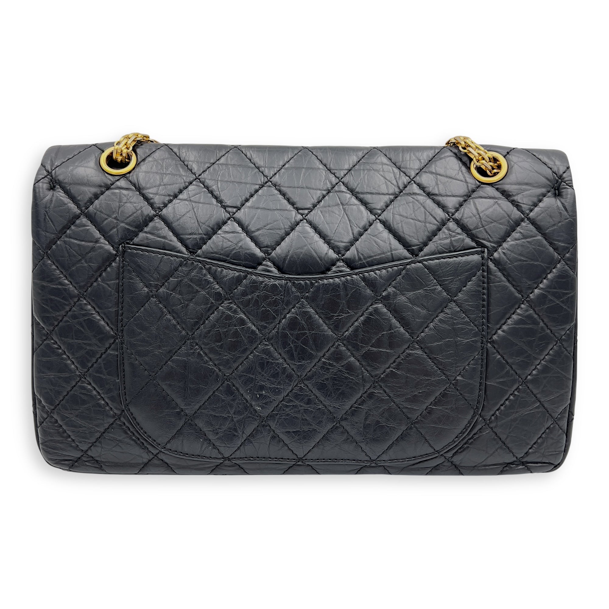Chanel 2.55 Shoulder Bag 27 Black in Calfskin, Gold hardware_2