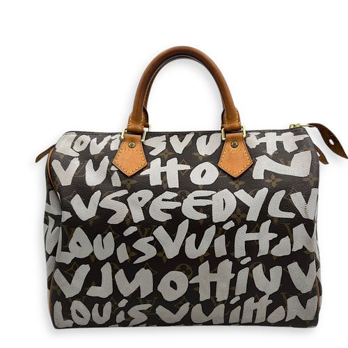 Louis Vuitton Speedy Sprouse Top Handle Bag 30 Brown in Monogram Coated Canvas, Gold hardware_2