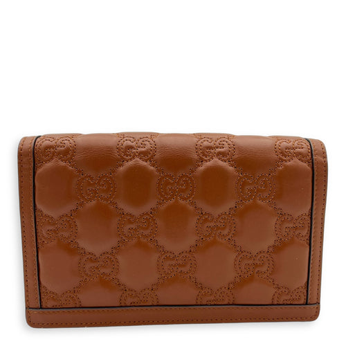 Gucci Matelassé Wallet On Chain Brown in Calfskin, Gold hardware_11