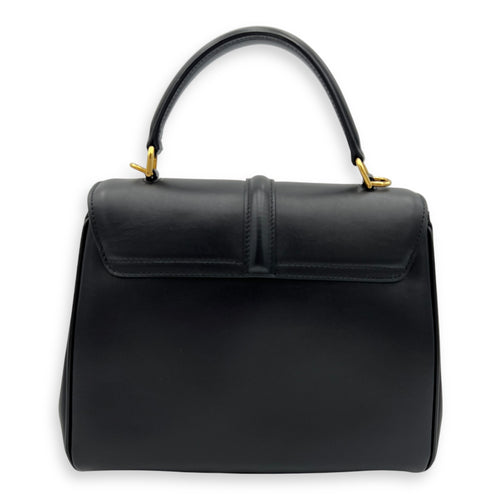 Celine 16 Top Handle Bag Black in Calfskin, Gold hardware_9