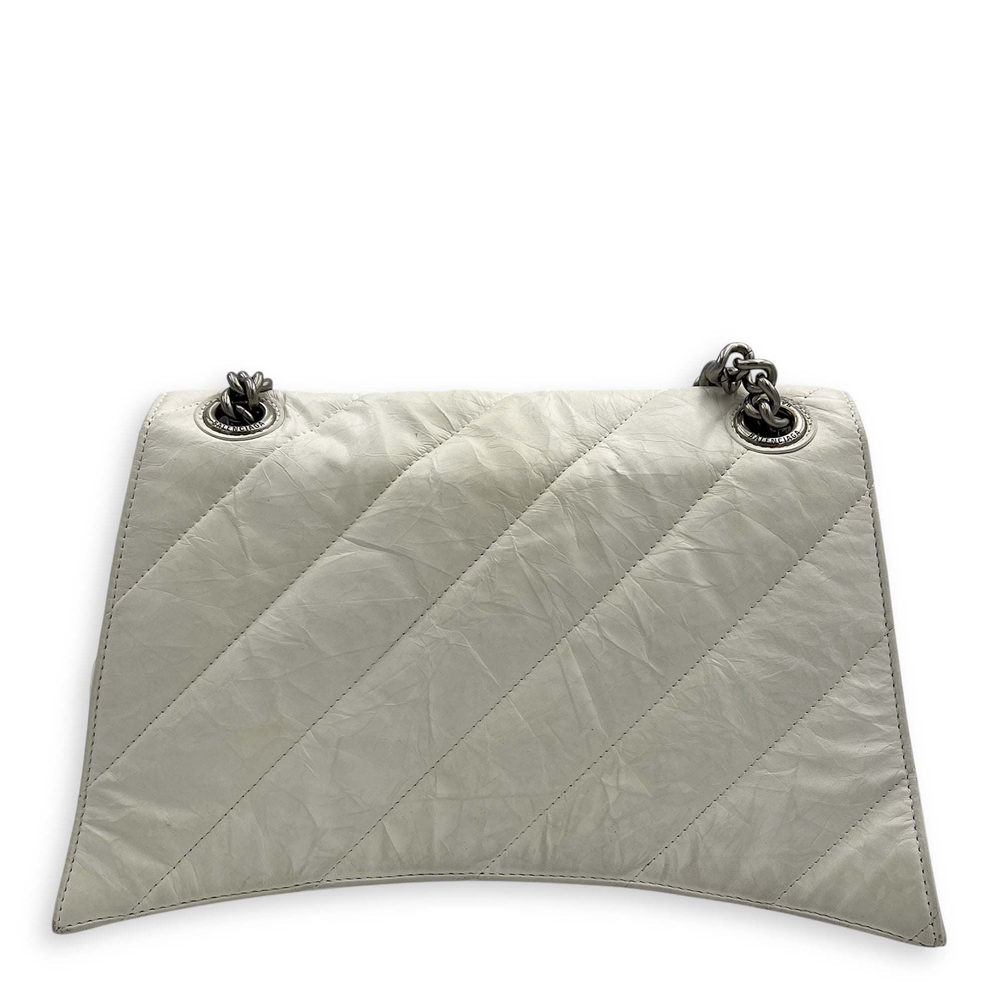 Balenciaga Crush Shoulder Bag White in Calfskin, Silver hardware_2