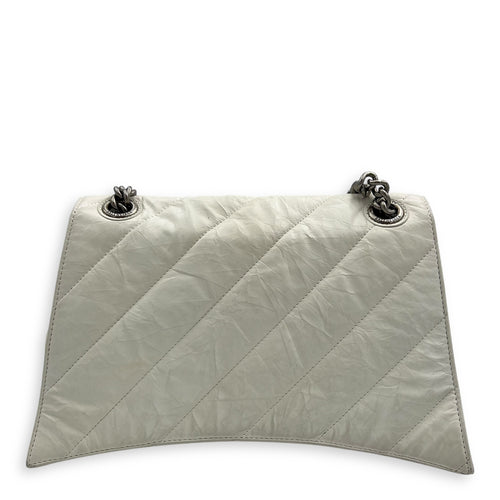 Balenciaga Crush Shoulder Bag White in Calfskin, Silver hardware_2