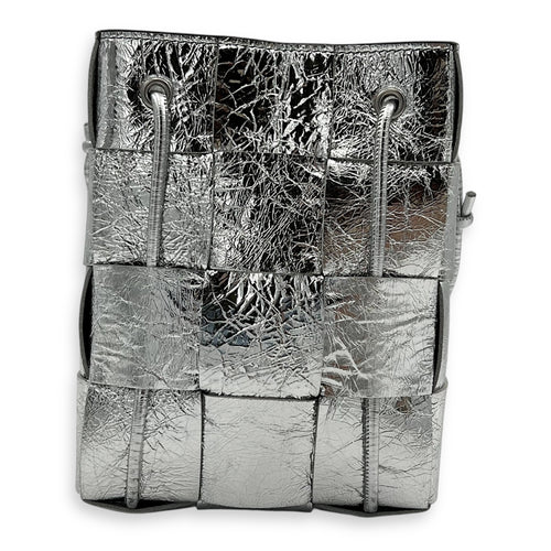 Bottega Veneta Cassette Backpack Silver in Calfskin, Silver hardware_2