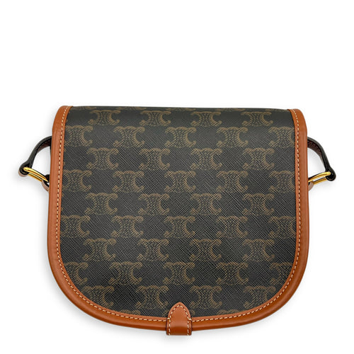 Celine Folco Crossbody Bag Brown in Coated Canvas, Gold hardware_2