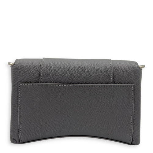 Balenciaga Downtown Crossbody Bag Grey in Calfskin, Silver hardware_11
