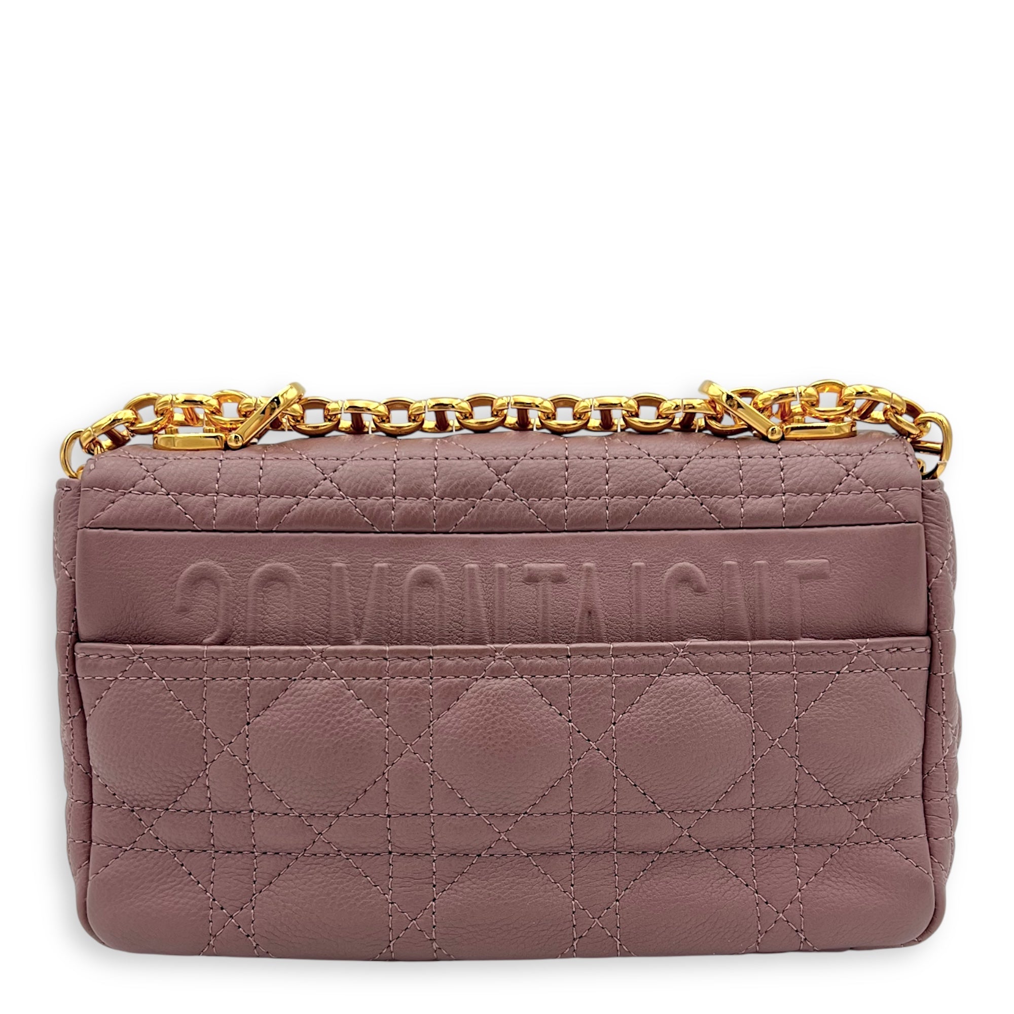 Dior Caro Shoulder Bag Purple in Calfskin, Gold hardware_11