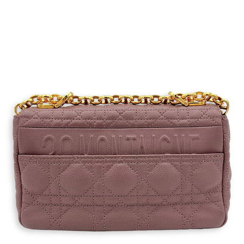 Dior Caro Shoulder Bag Purple in Calfskin, Gold hardware_11
