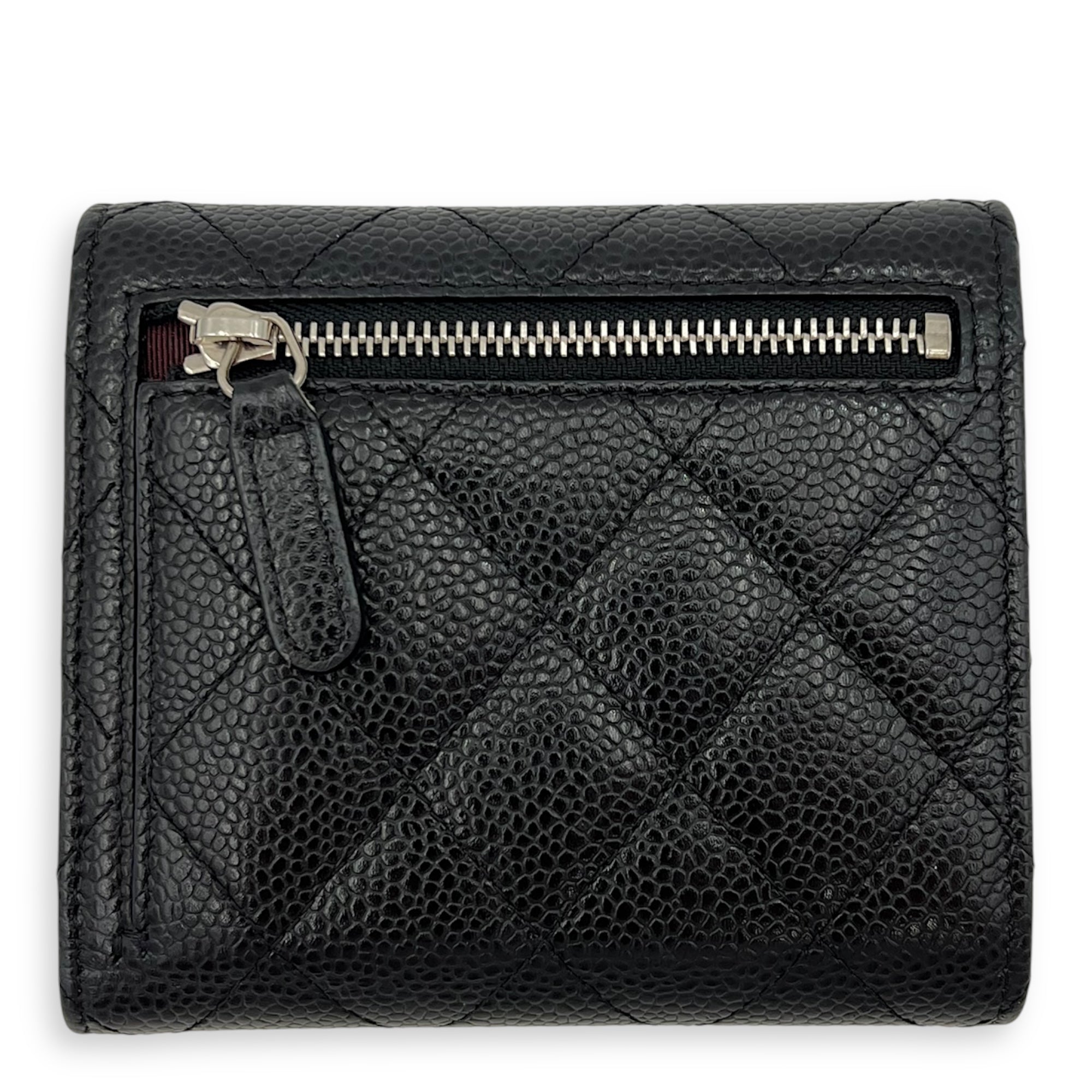 Chanel Classic Wallet Black in Caviar Leather, Silver hardware_9