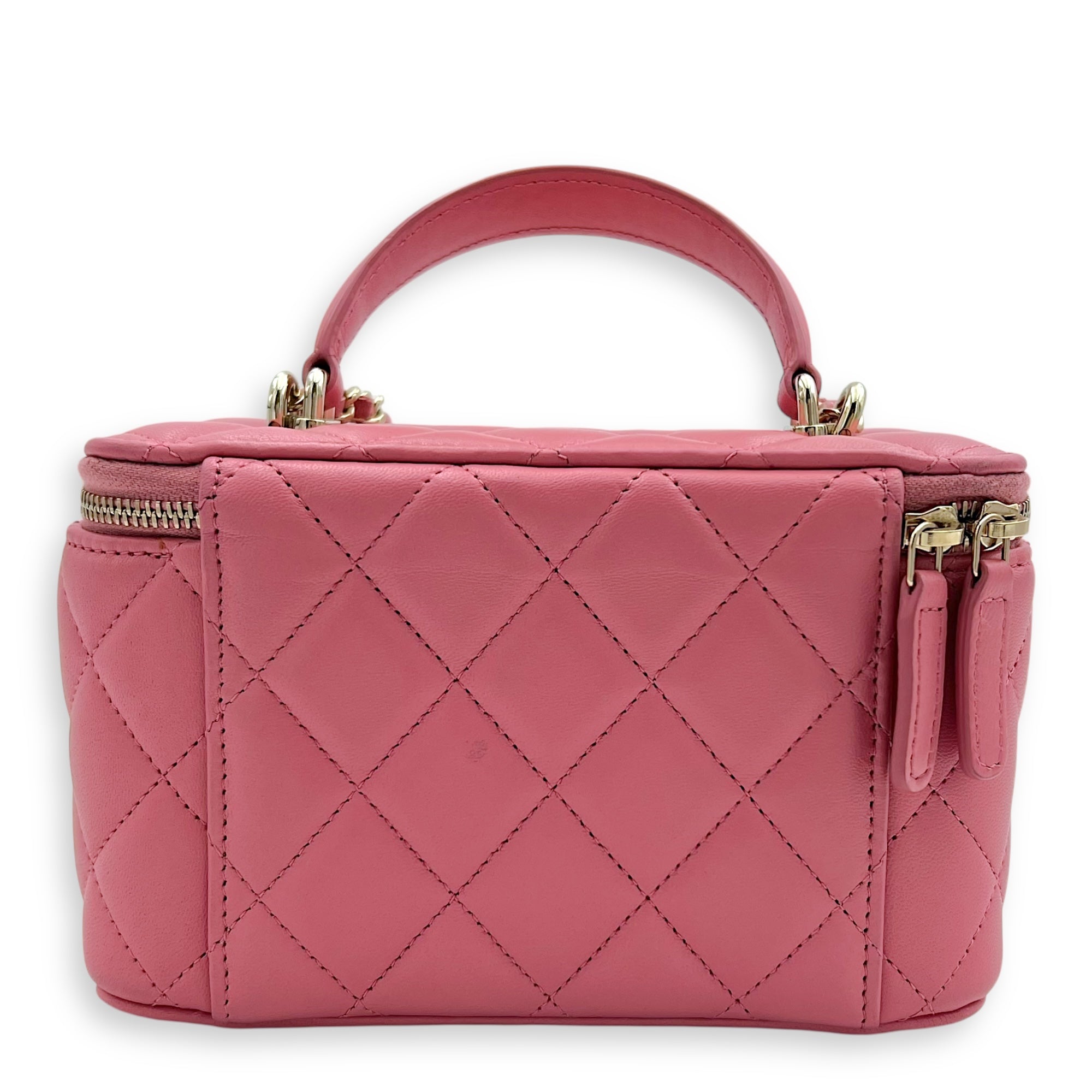 Chanel Vanity Top Handle Bag Pink in Lambskin, Gold hardware_2