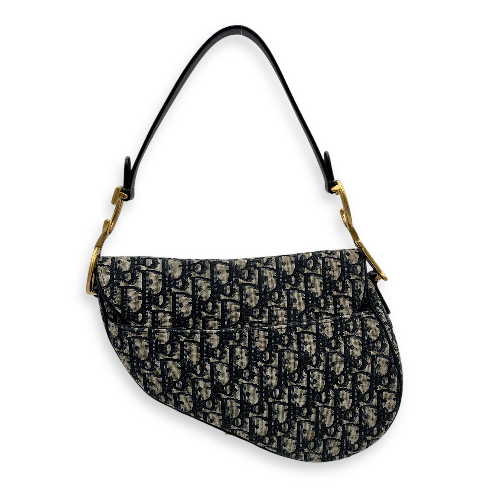 Dior Saddle Shoulder Bag Blue in Jacquard, Gold hardware_9