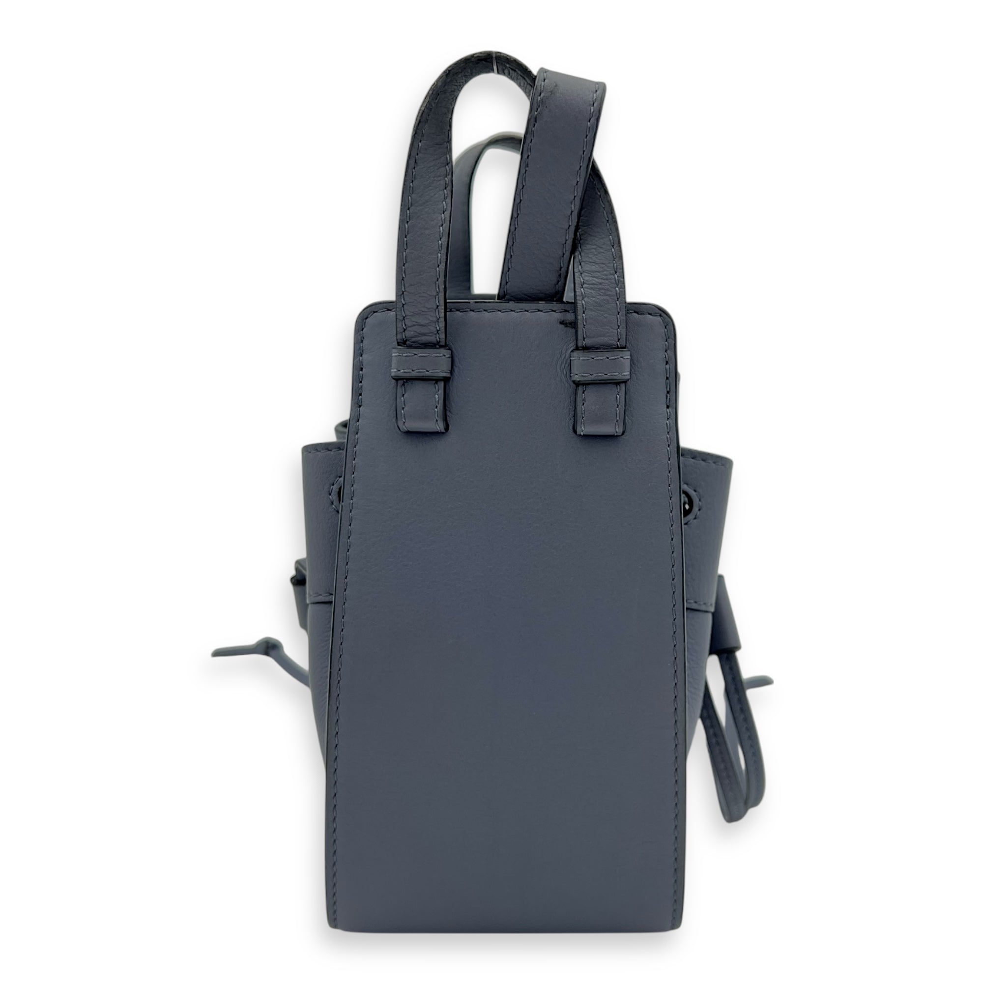 Loewe Hammock Mini Blue Shoulder Bag in Calfskin, Silver hardware_10