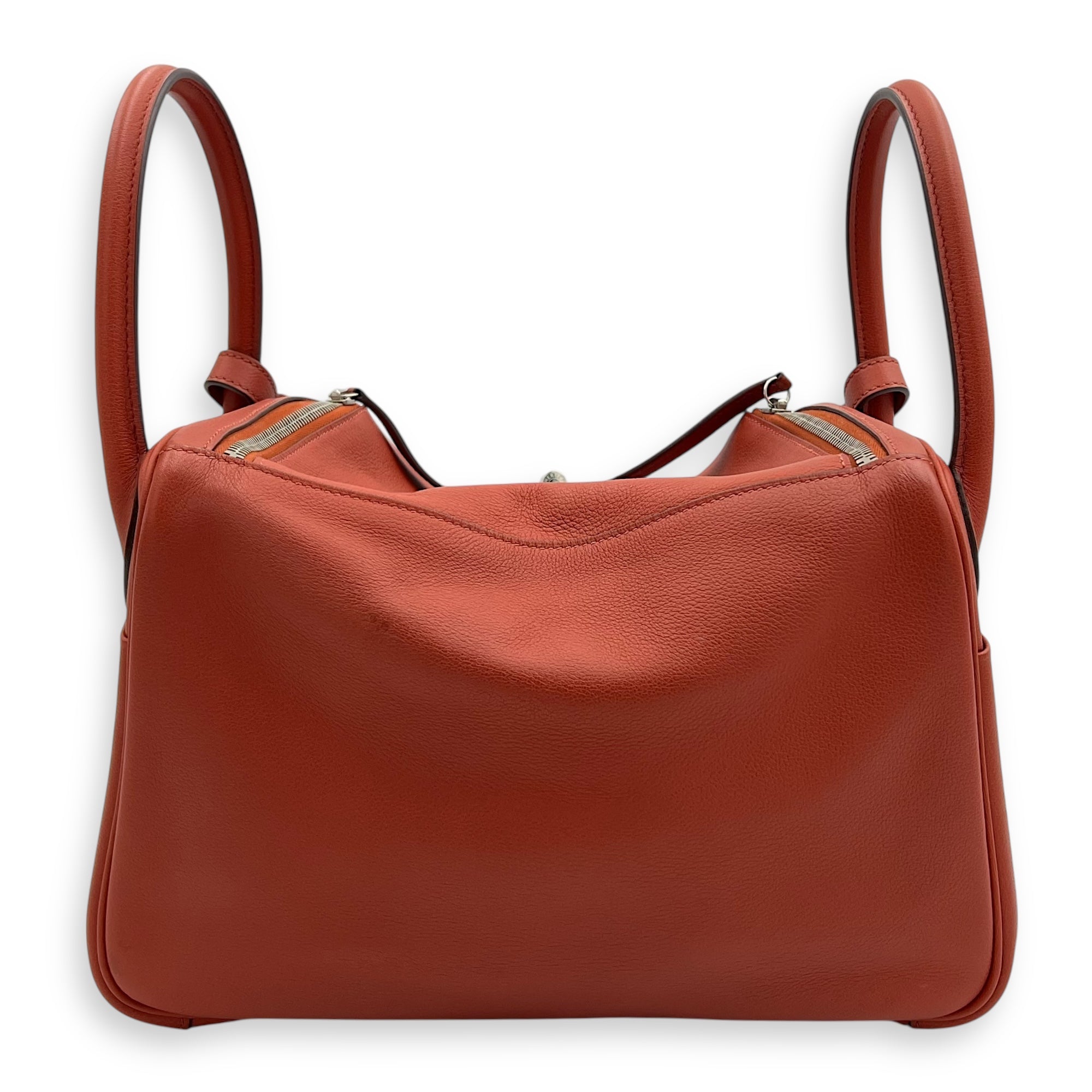 Hermès Lindy 30 Red Shoulder Bag in Clemence, Palladium hardware_2