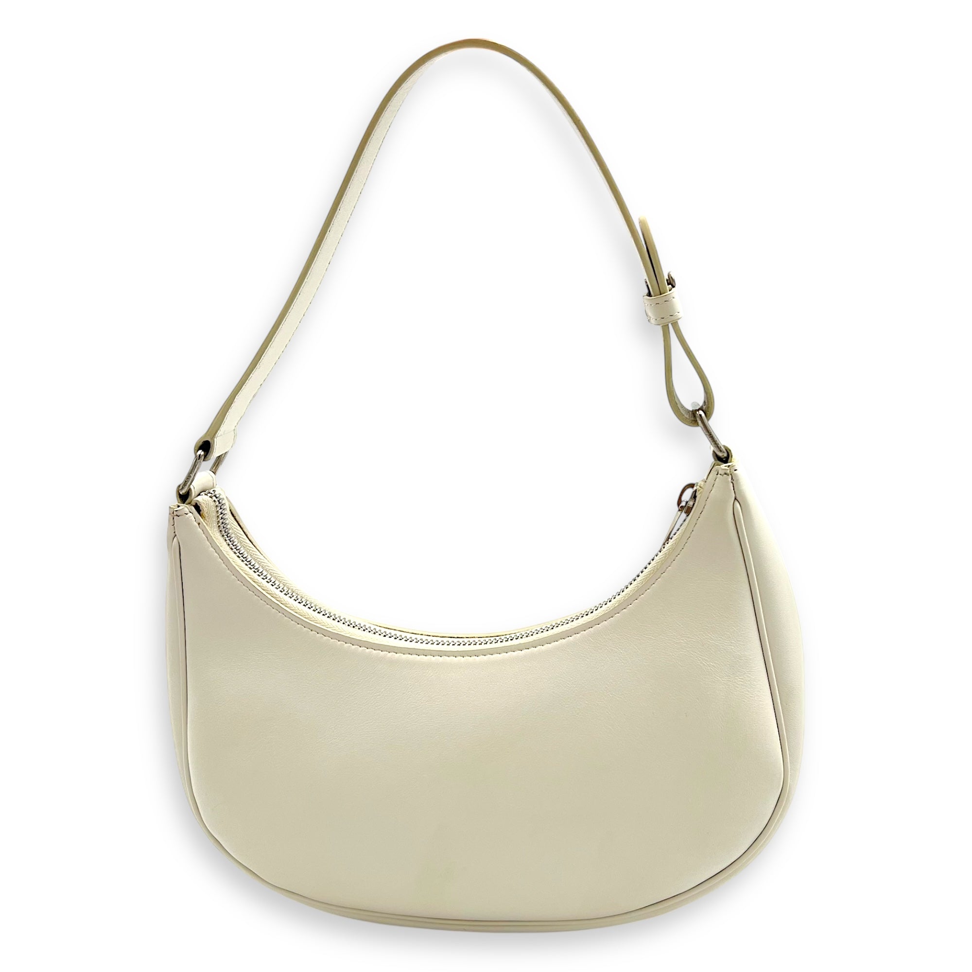 Celine Ava Shoulder Bag White in Calfskin, Silver hardware_2