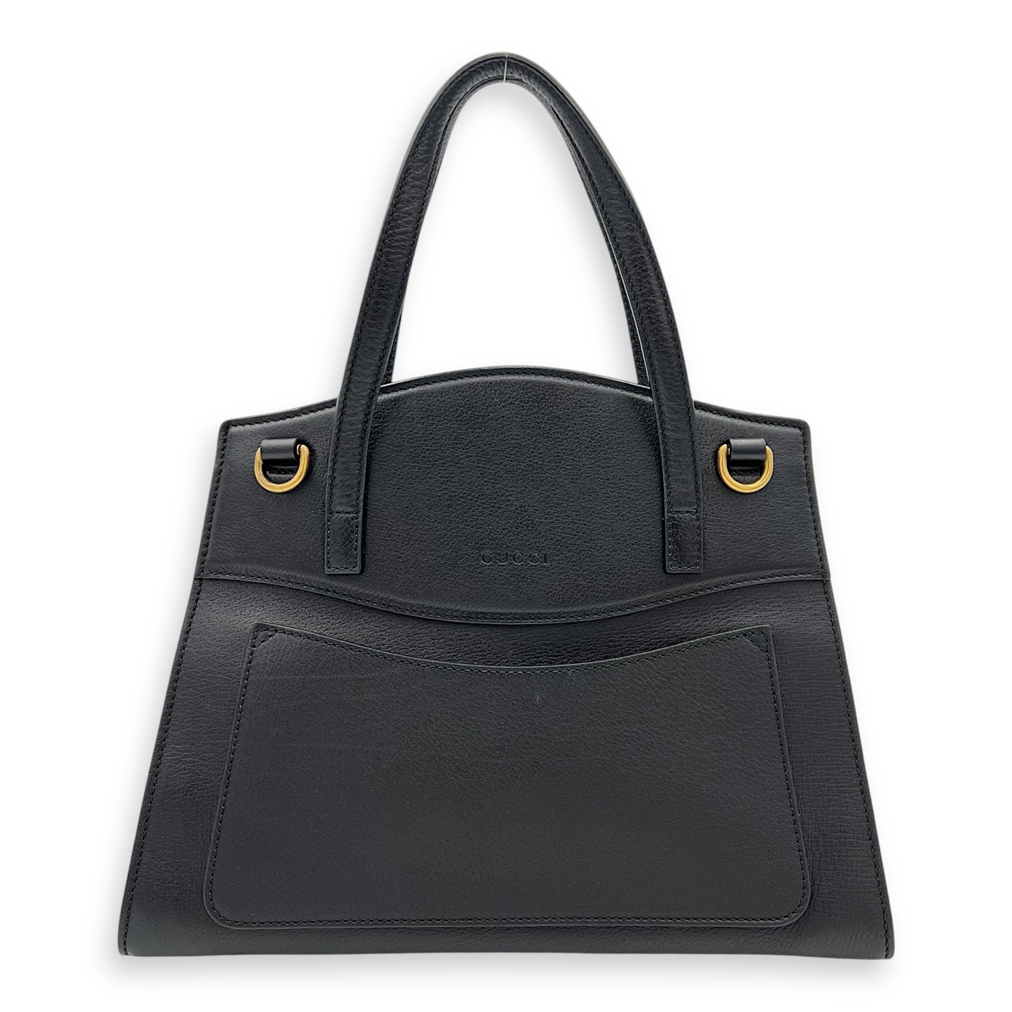 Gucci Sylvie Shoulder Bag Black in Calfskin, Silver hardware_1