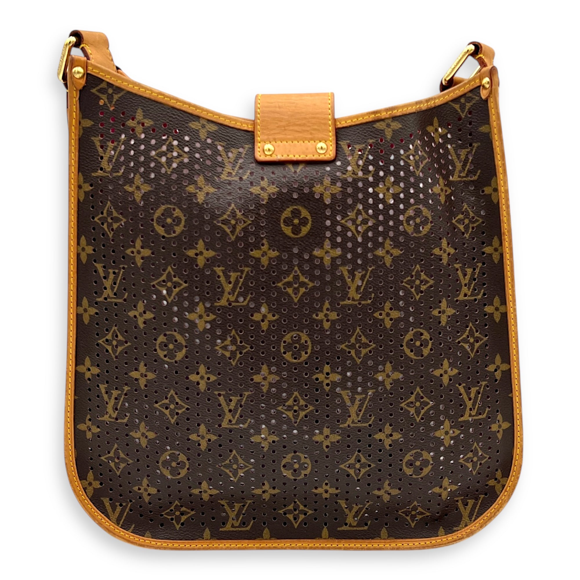 Louis Vuitton Perforated Musette Shoulder Bag Brown in Monogram Coated Canvas, Gold hardware_10