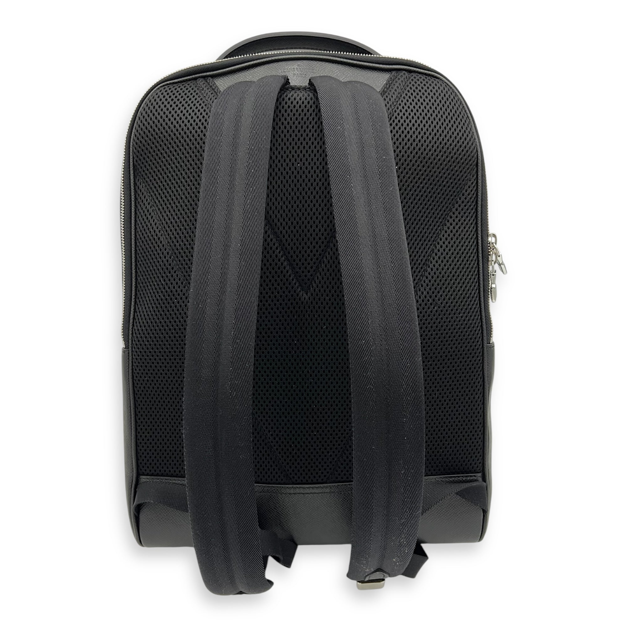 Louis Vuitton Adrian Backpack Black in Taiga Leather, Silver hardware_9