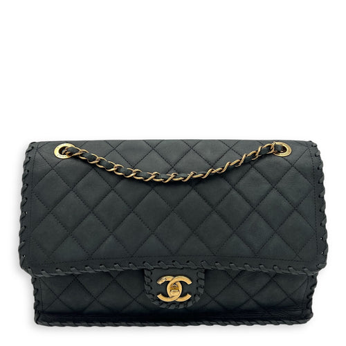 Chanel Happy Stitch CC Black Shoulder Bag in Suede Leather, Gold hardware_1