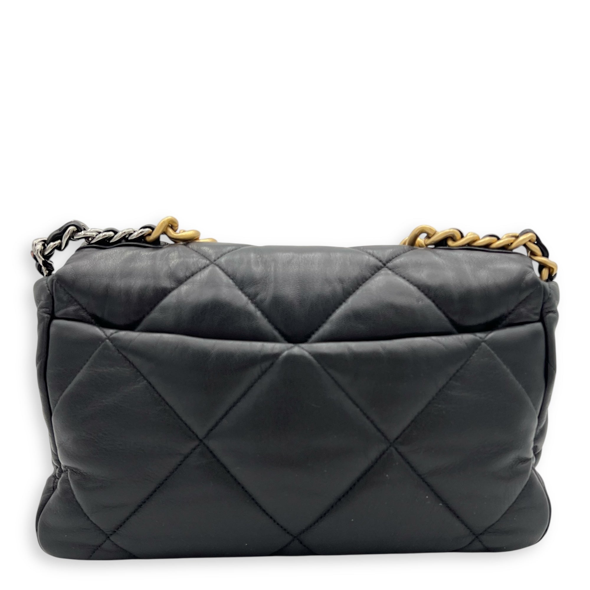 Chanel C19 Large Black Shoulder Bag in Lambskin, Mixed hardware_8