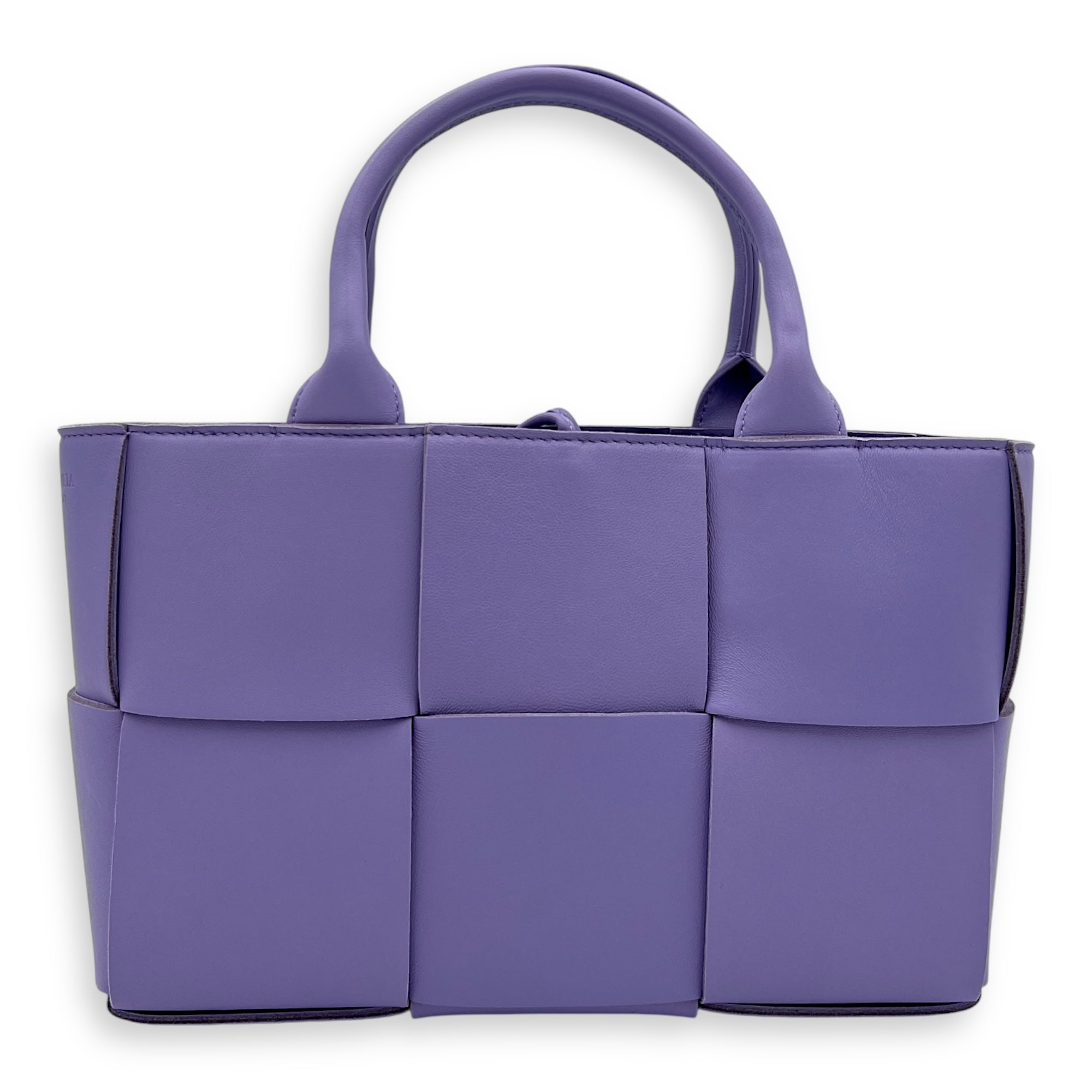 Bottega Veneta Arco Mini Purple Tote Bag in Lambskin, Silver hardware_7